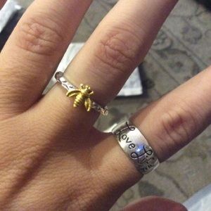 š Bee Double Toned Silver & Gold Ring